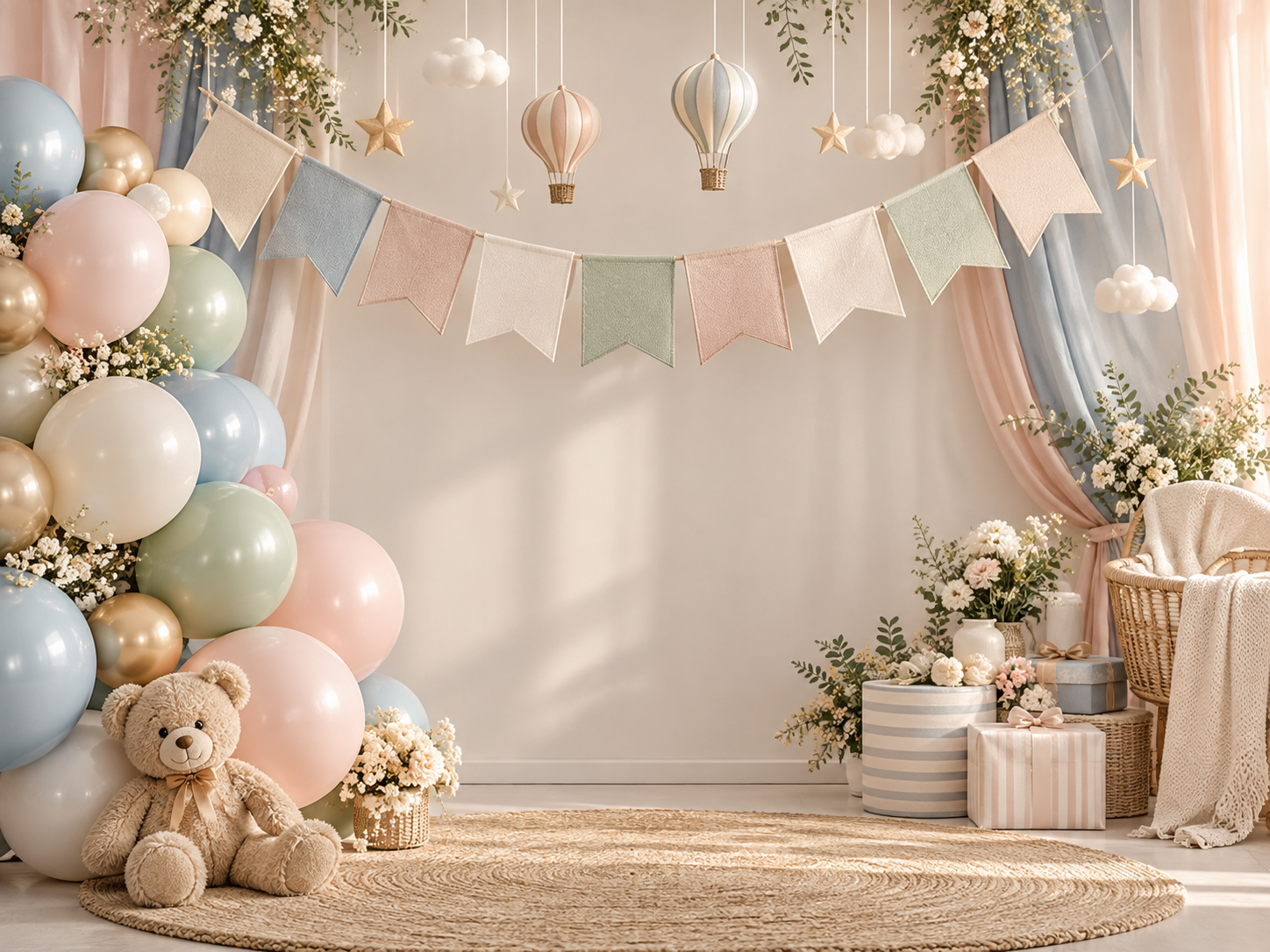 Banner and balloons