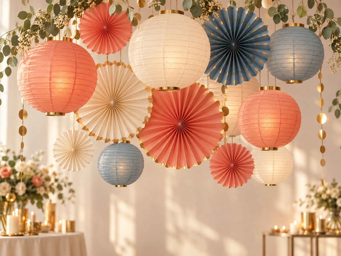 Paper fans lanterns
