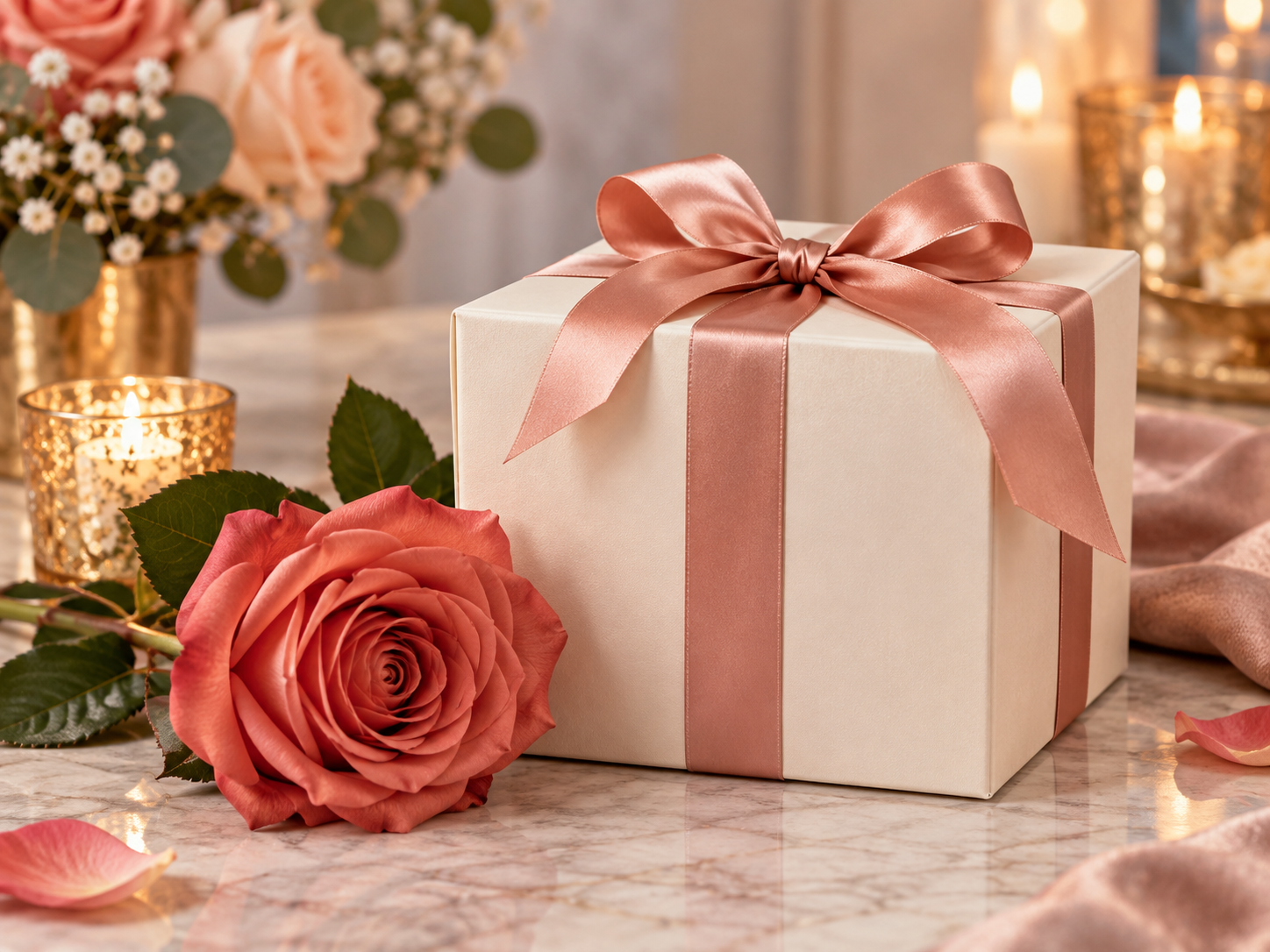 Rose and gift box